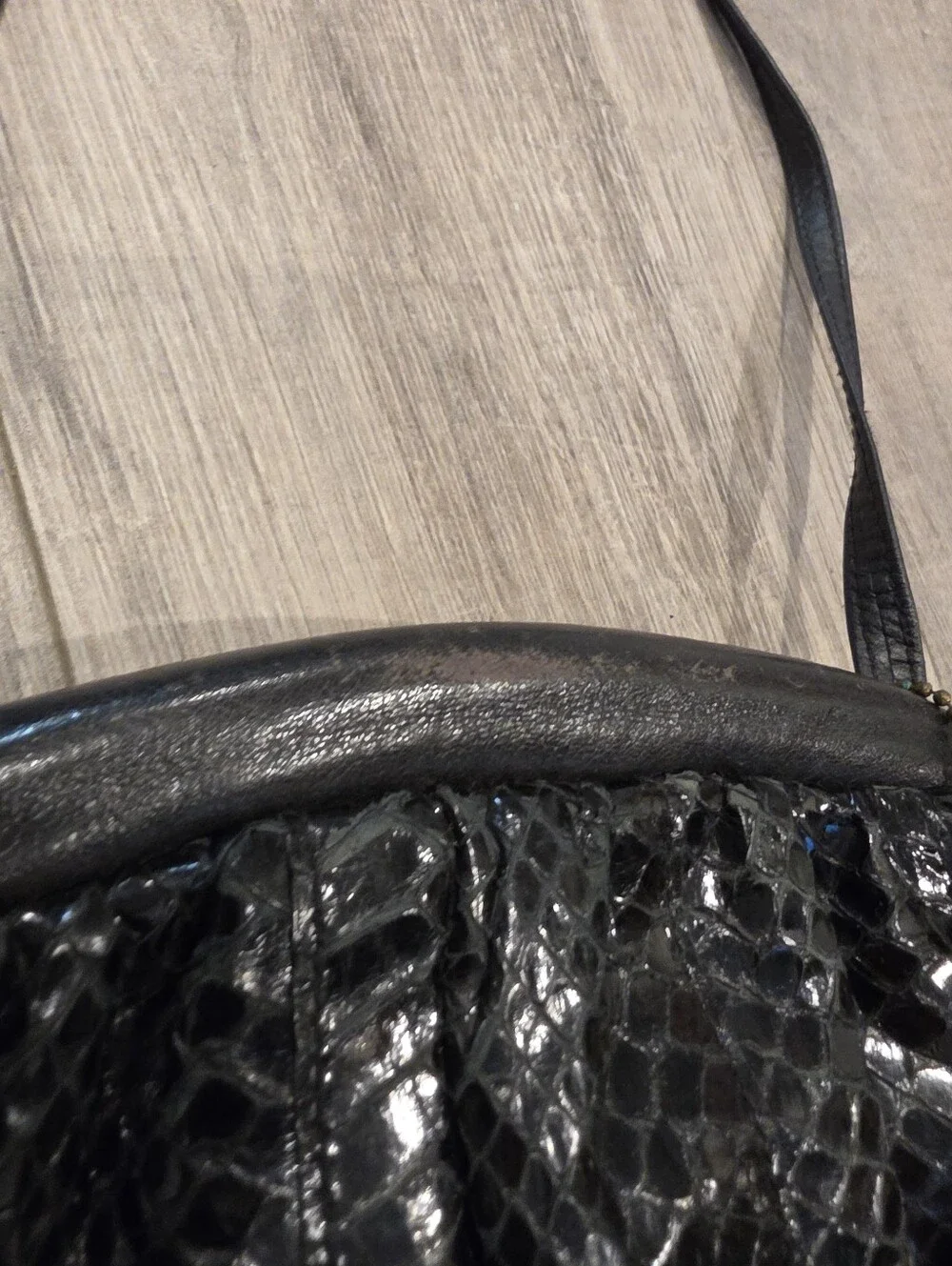 Vintage Pierre Cardin Black Snakeskin Shoulder Hobo Clutch Bag Y2K